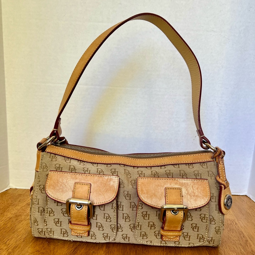 Dooney & Bourke Beige and Brown Shoulder Bag